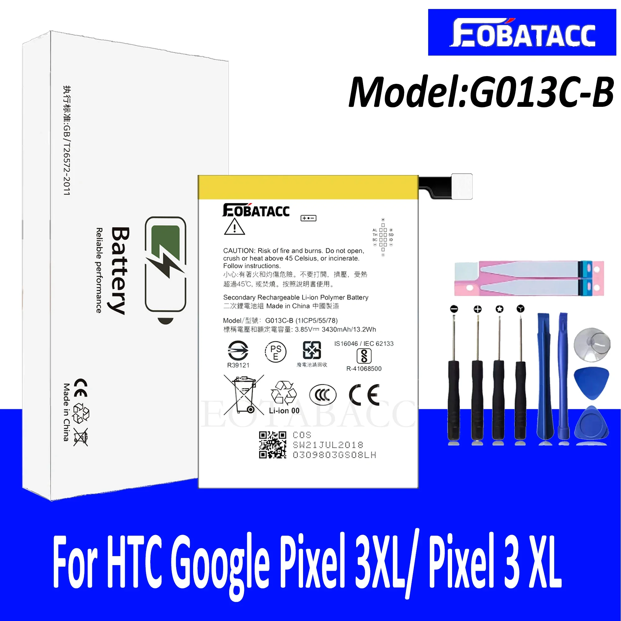 EOTABACC 100% новый оригинальный аккумулятор G013C-B для HTC Google Pixel 3 XL 3XL телефона +