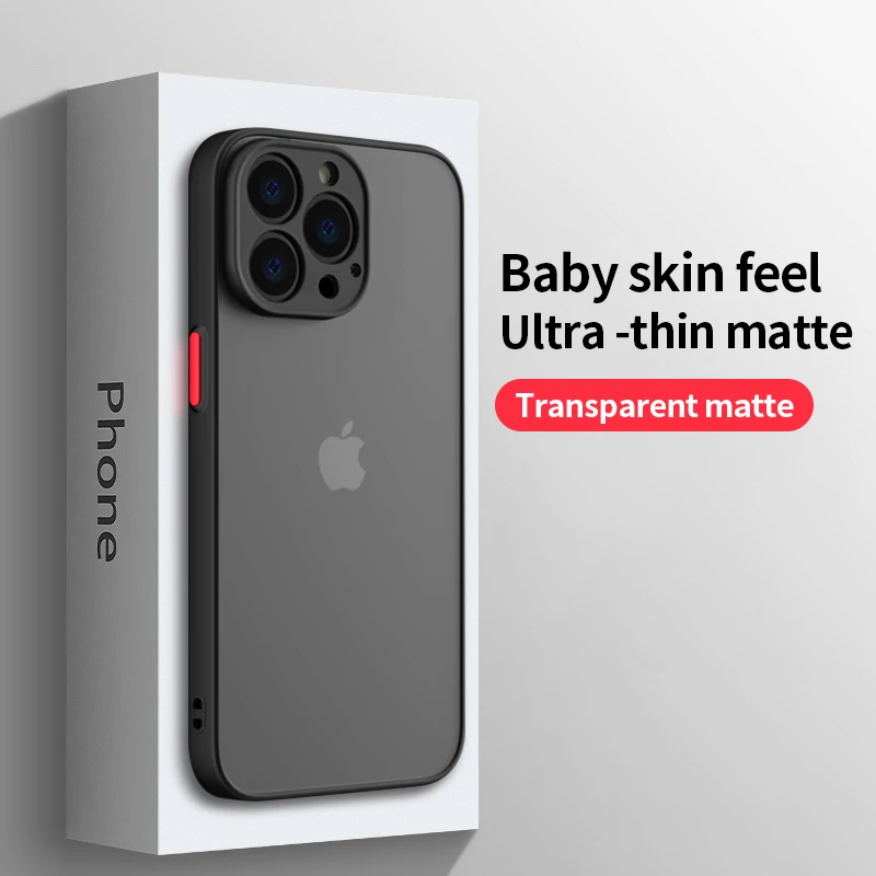

Shockproof Armor Matte Case For iPhone 14 13 12 11 Pro Max Mini XR XS X Luxury Exquisite Silicone Bumper Clear Hard Cover Capa