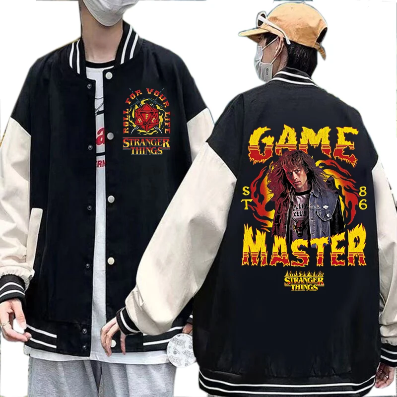 

Eddie Munson Game Master 86 Men's Varsity Jacket Men Techwear Steve Harrington The Babysitter Eddie Munso Bomber Jacket Coats