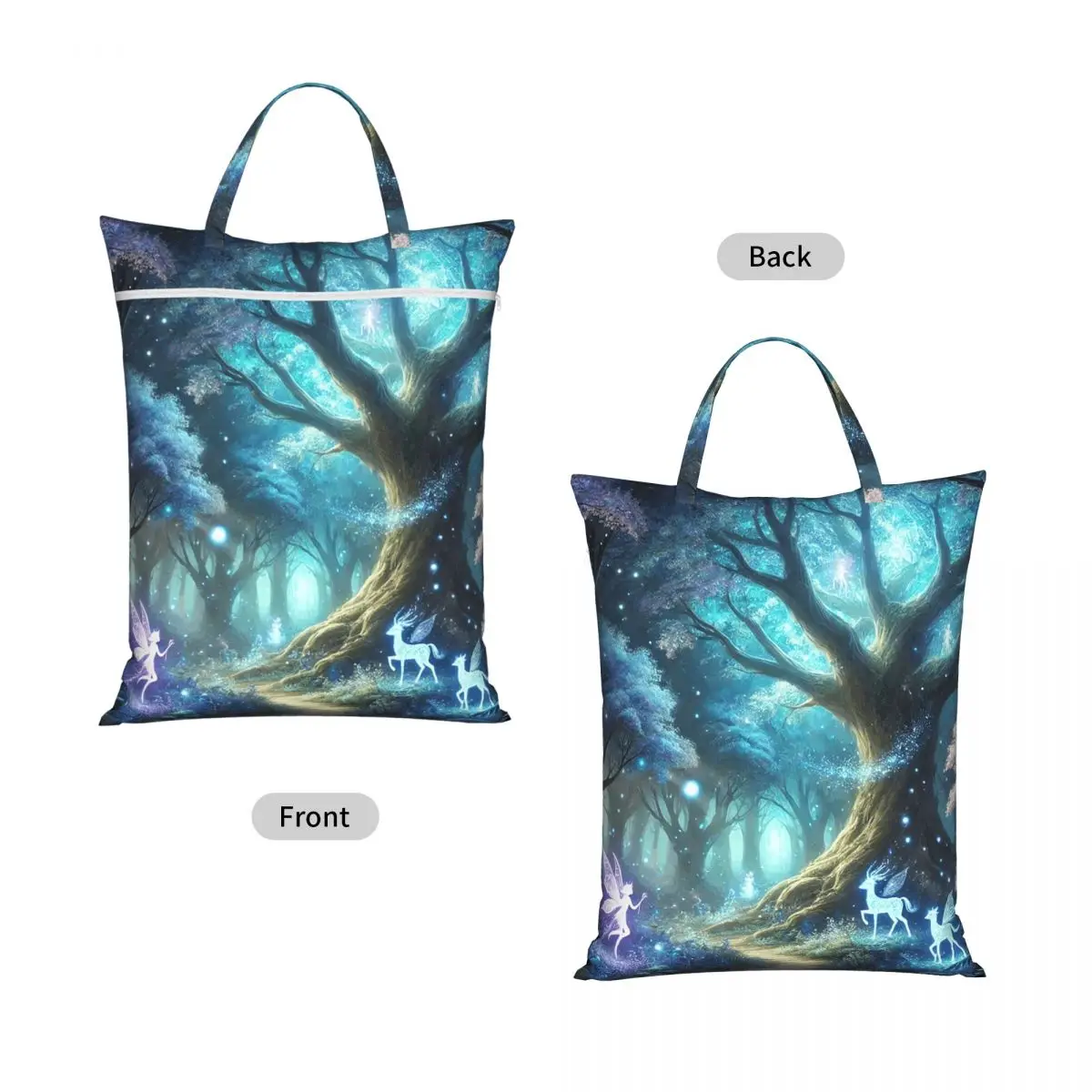 Фото Складная корзина для белья «Сияющий волшебный лес с феями и магическими существами» №2