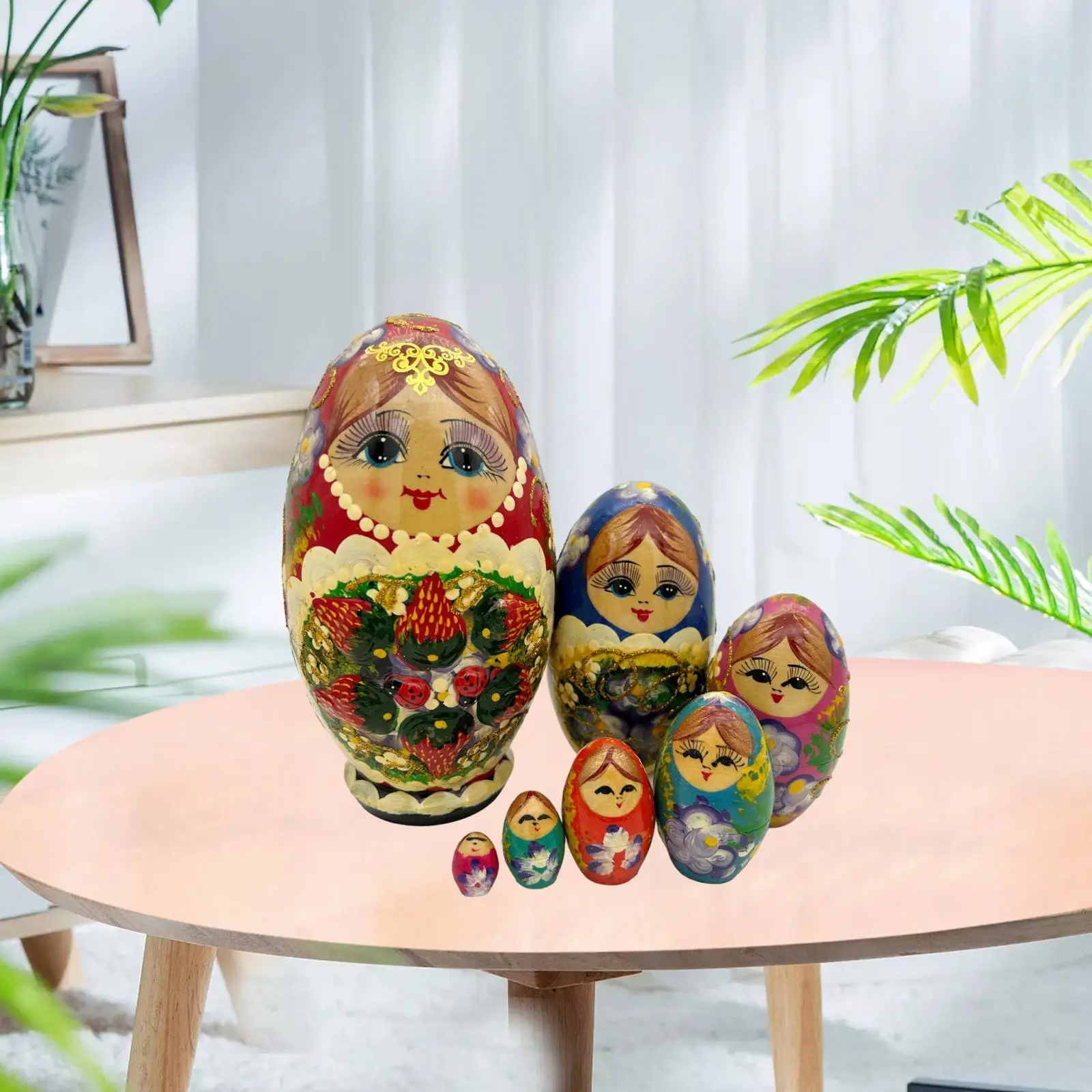 

7Pcs Handmade Russian Nesting Dolls Nested Dolls Matryoshka for Countertop