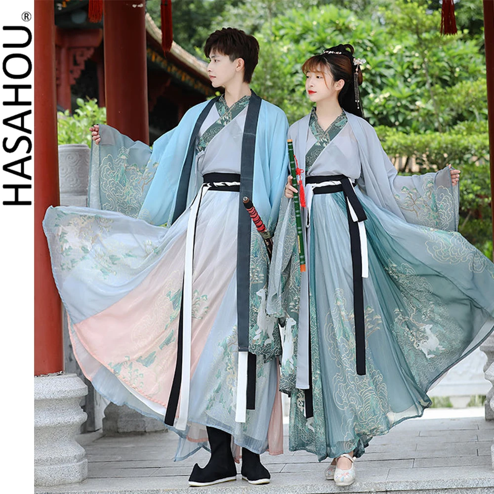 

Chinese Style Traditional Hanfu Tang Dynasty Cosplay Folk Dance Costumes Retro Fashion Fusion Hanbok Improved Couples Dress