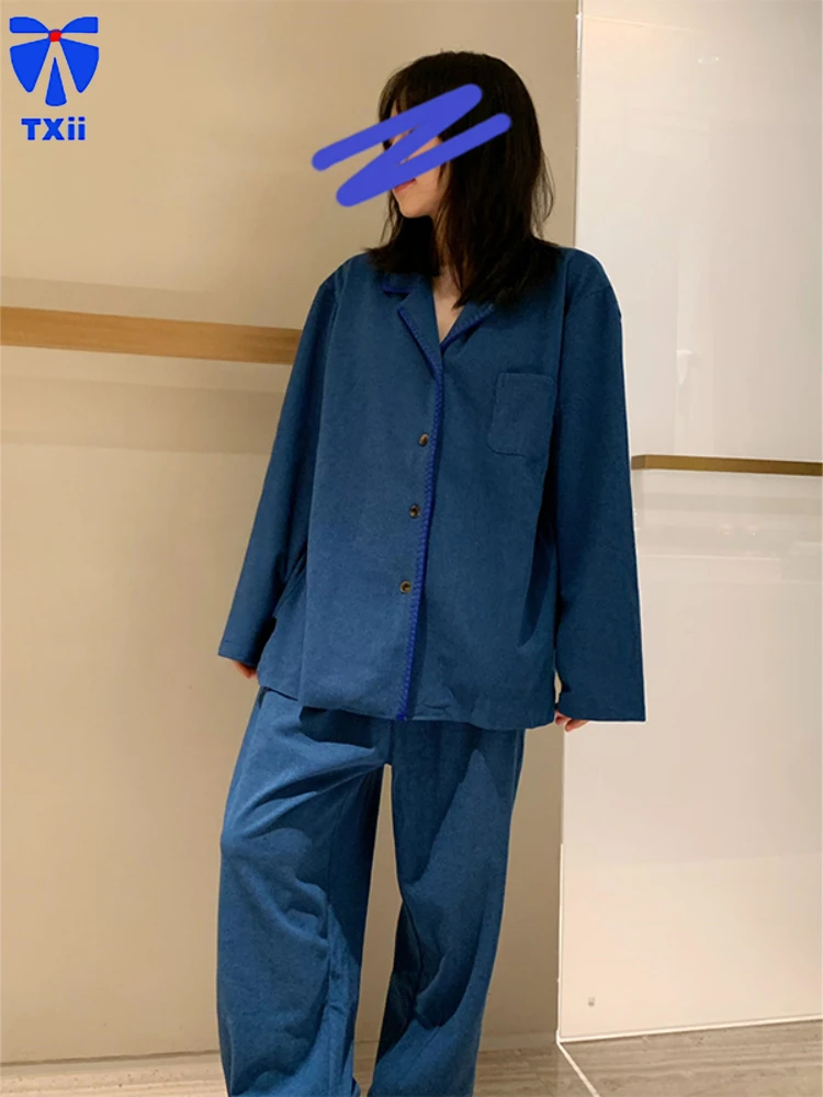 TXii Простая и изысканная немецкая бархатная пижама для женщин удобная толстая