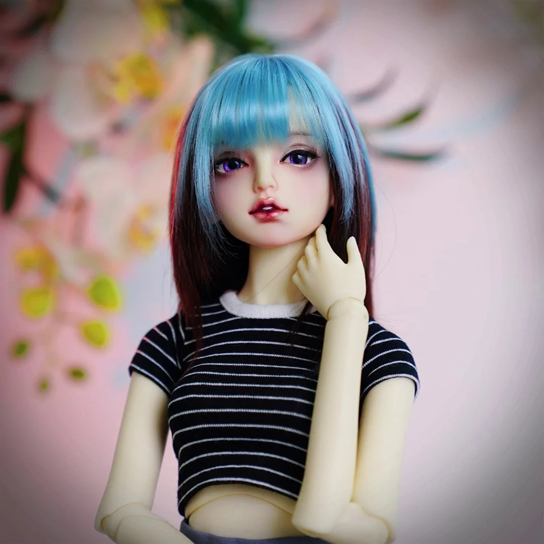 

BJD Doll Wigs For 1/3 Size Dolls Accessories Wig Tress Toy Soft Silk Long Hair Fashion Black Mixed Green Air Bangs Wigs