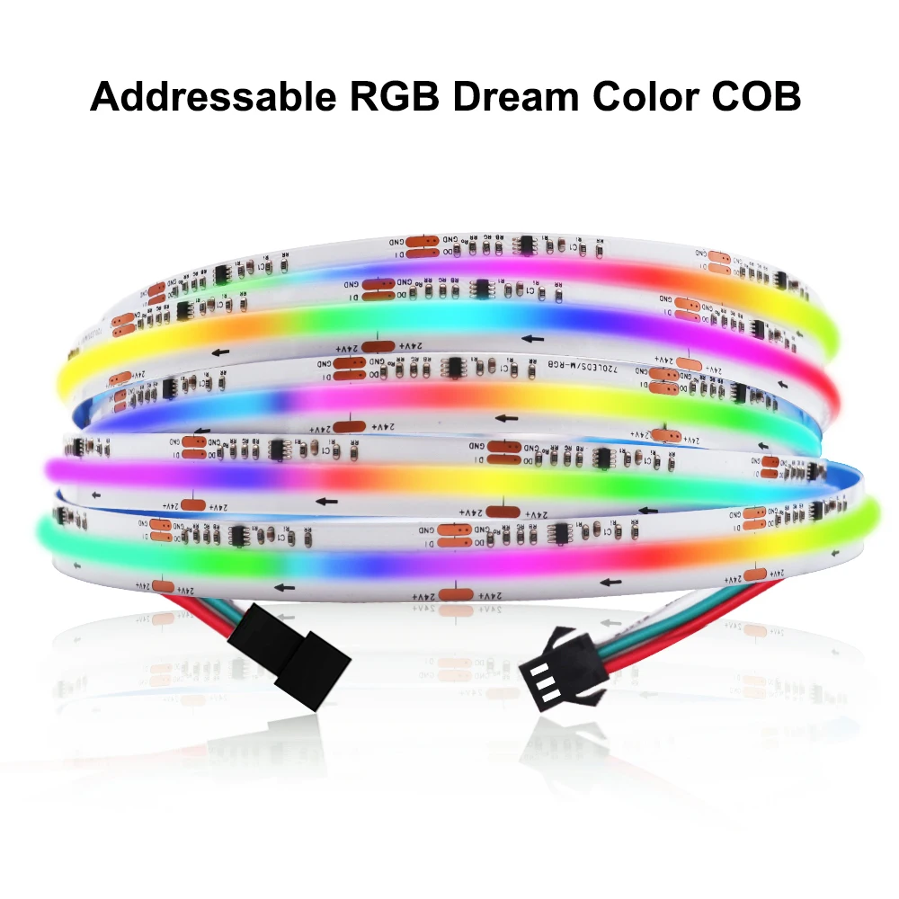 

FCOB RGB IC LED Light Strip WS2811 Addressable 720 LEDs Dream Color RA90 DC12V 24V WS2811 High Flexible FOB COB Lights 2M 3M 5M
