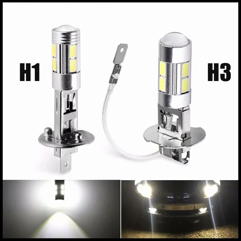 

2022 New 1Pc H1 H3 LED Bulbs 6000K White Super Bright High Power 10-SMD 5630 Car Fog Light Driving DRL Auto Lamp Accessories