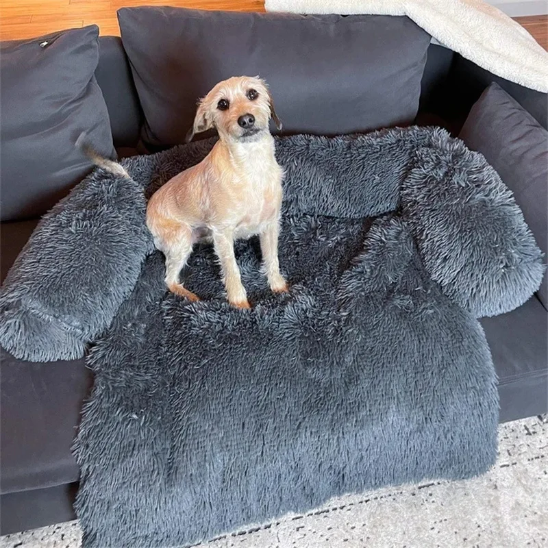 

Washable Pet Sofa Dog Bed Calming Bed For Large Dogs Sofa Blanket Winter Warm Cat Bed Mat Couches Car Floor Furniture Protector