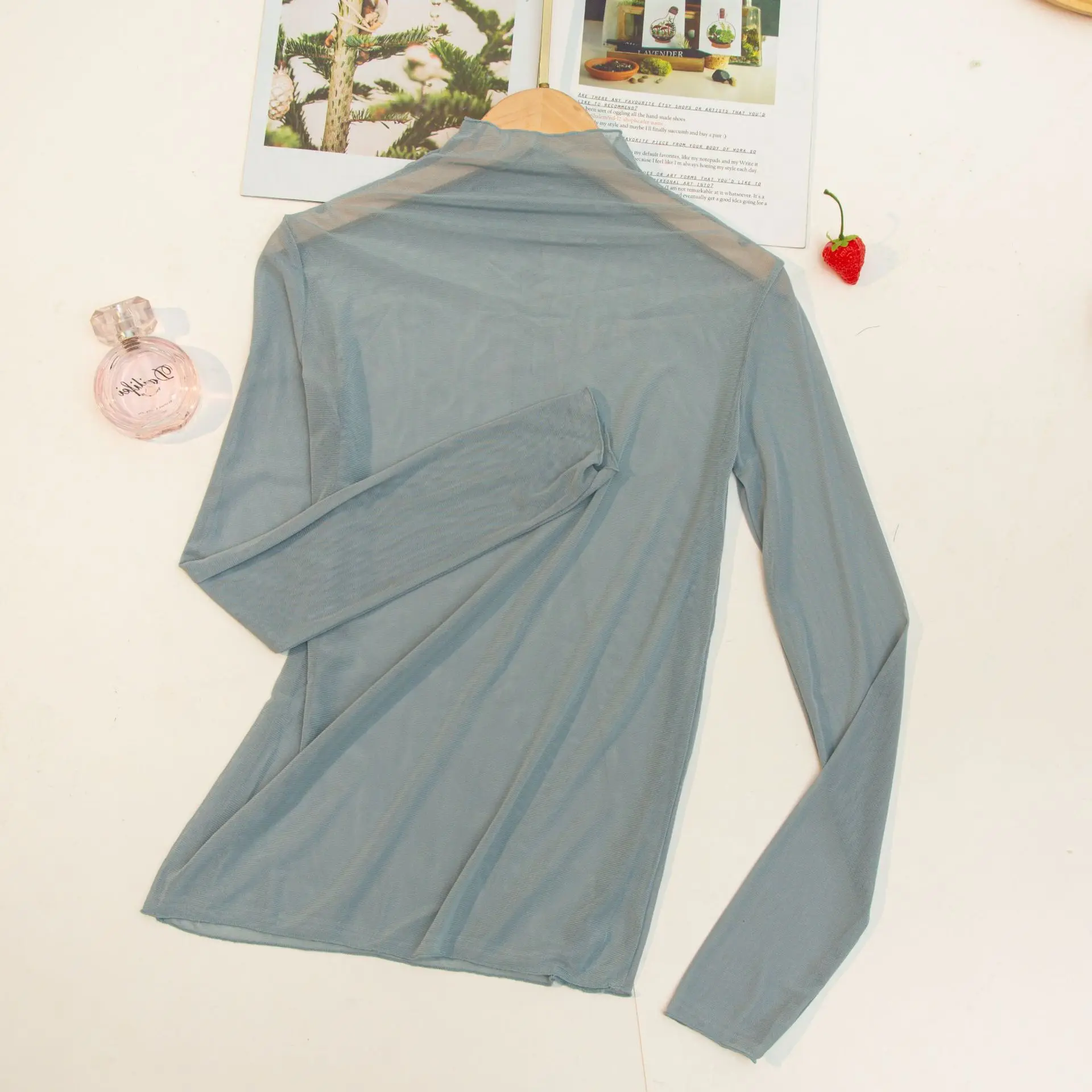 Женская рубашка с длинным рукавом высоким воротом Рубашки Блузки блузка женская