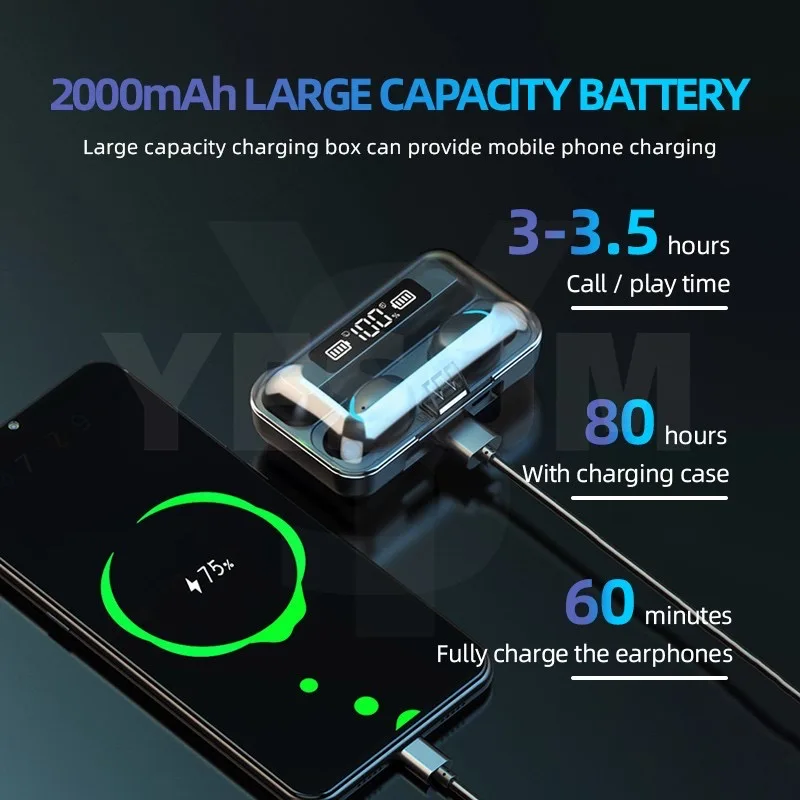 Original Wholesale To Resell Earphone Bluetooth Wireless Headphone F9-5c TWS Headset Hearing Aid Earbuds With Mic Handfree 10pcs