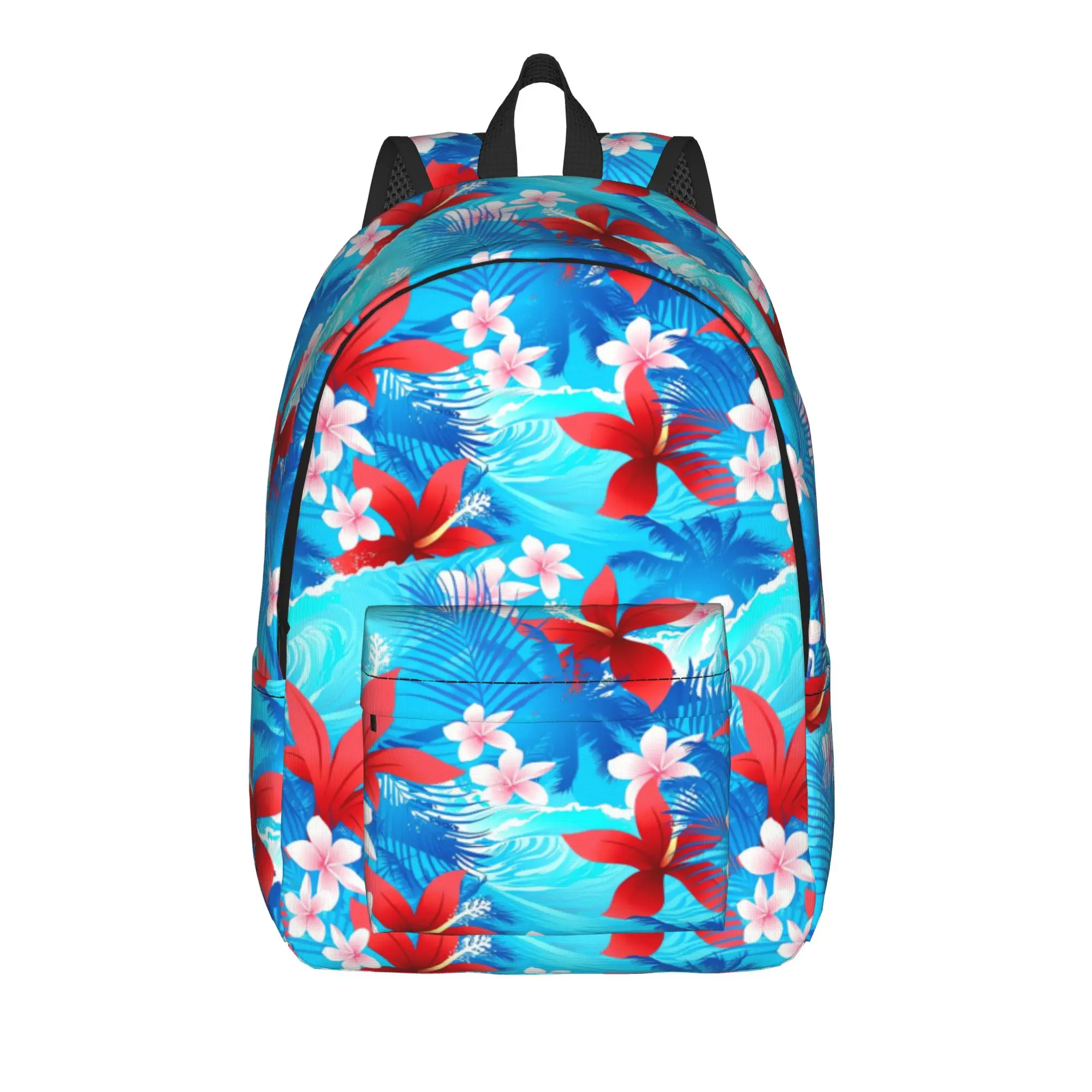 Фото Рюкзак Red Hibiscus Amp Wave, молодежный, из полиэстера, для велоспорта, большие школьные рюкзаки, ранцы №1