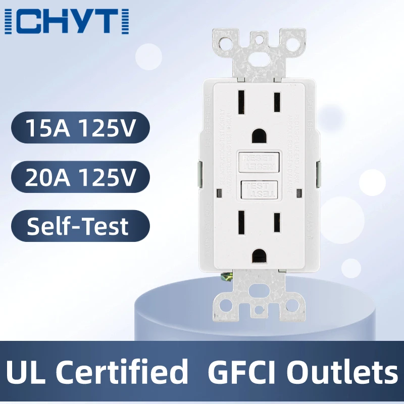 

US 15A 20A Ground Fault Circuit Interrupter(GFCI) Overload Protection Lightning Protection Wall with UL certificate Wall Socket