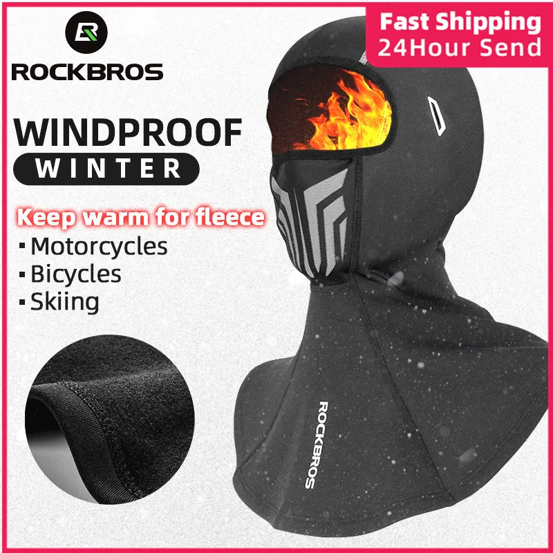 

ROCKBROS зимняя мотоциклетная маска, анфас, сохраняющая тепло, маска для езды на велосипеде, маска для лица, Балаклава с отверстием для очков, маска-балаклава для водителя