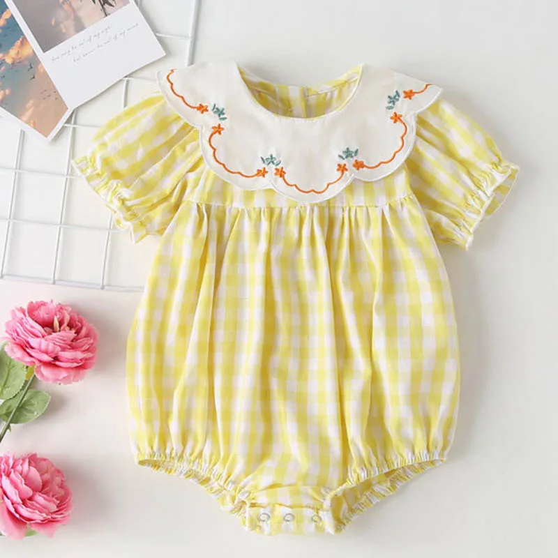 Princess Style Cotton Cute Clothes Summer 0-24M Baby Girl Bodysuits Infant Baby Girls Short Sleeve Jumpsuit
