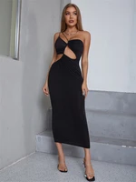 ingrily sexy elegant long dress women asymmetrical softy farbic hollow out cleavage robe one shoulder lady slim party vestido