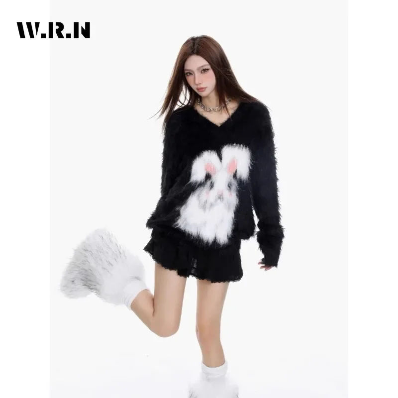 Женский трикотажный свитер с длинным рукавом повседневный пуловер и принтом