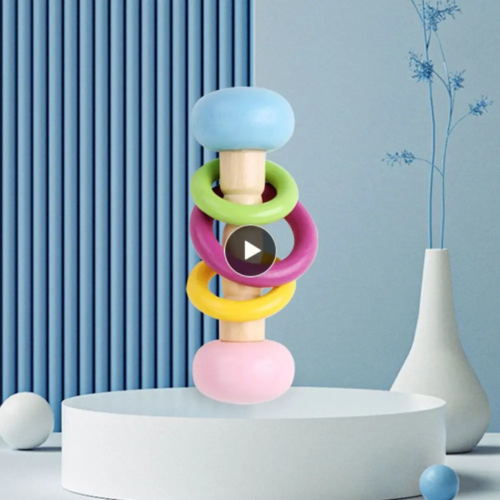 

Soothing Grip Rattles Educational Toys Musical Wooden Rattle Wood Baby Toys Hand-held Rattle