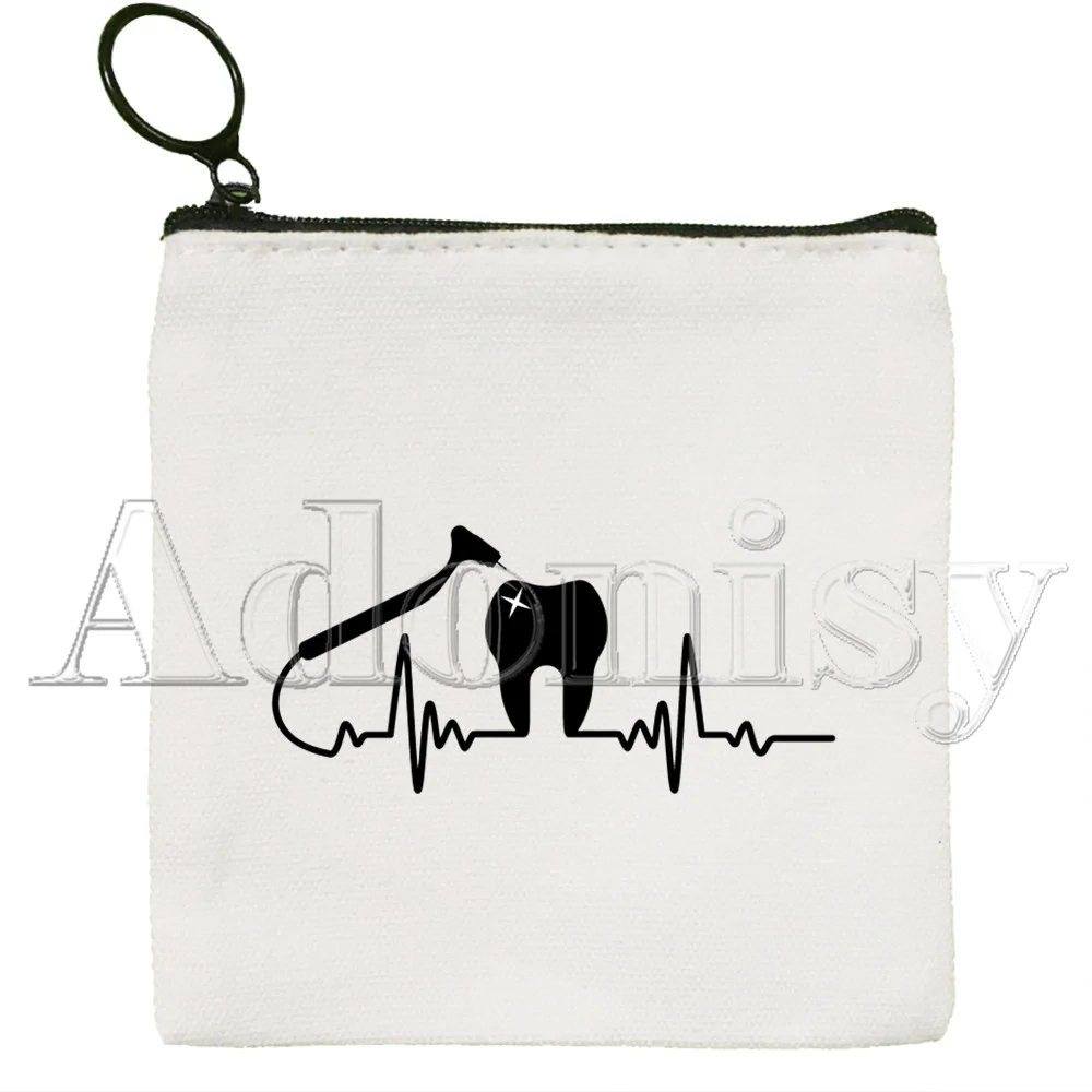 Tooth and Dentist Korean Version Simple Coin Purse Coin Purse Female Student Canvas Cute Key Bag Mini Clutch Small Purse