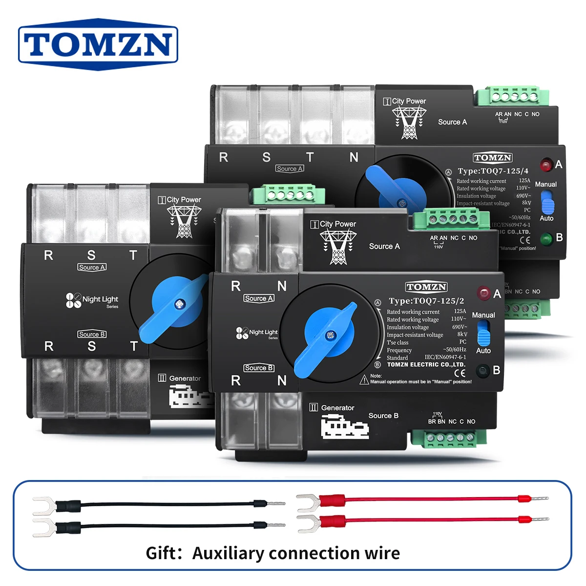 

Автоматический переключатель ввода резерва TOMZN на DIN-рейку, 3 фазы, AC110V, 2P/3P/4P, 63А/100А/125А, двойное питание, бесперебойный, TOQ7