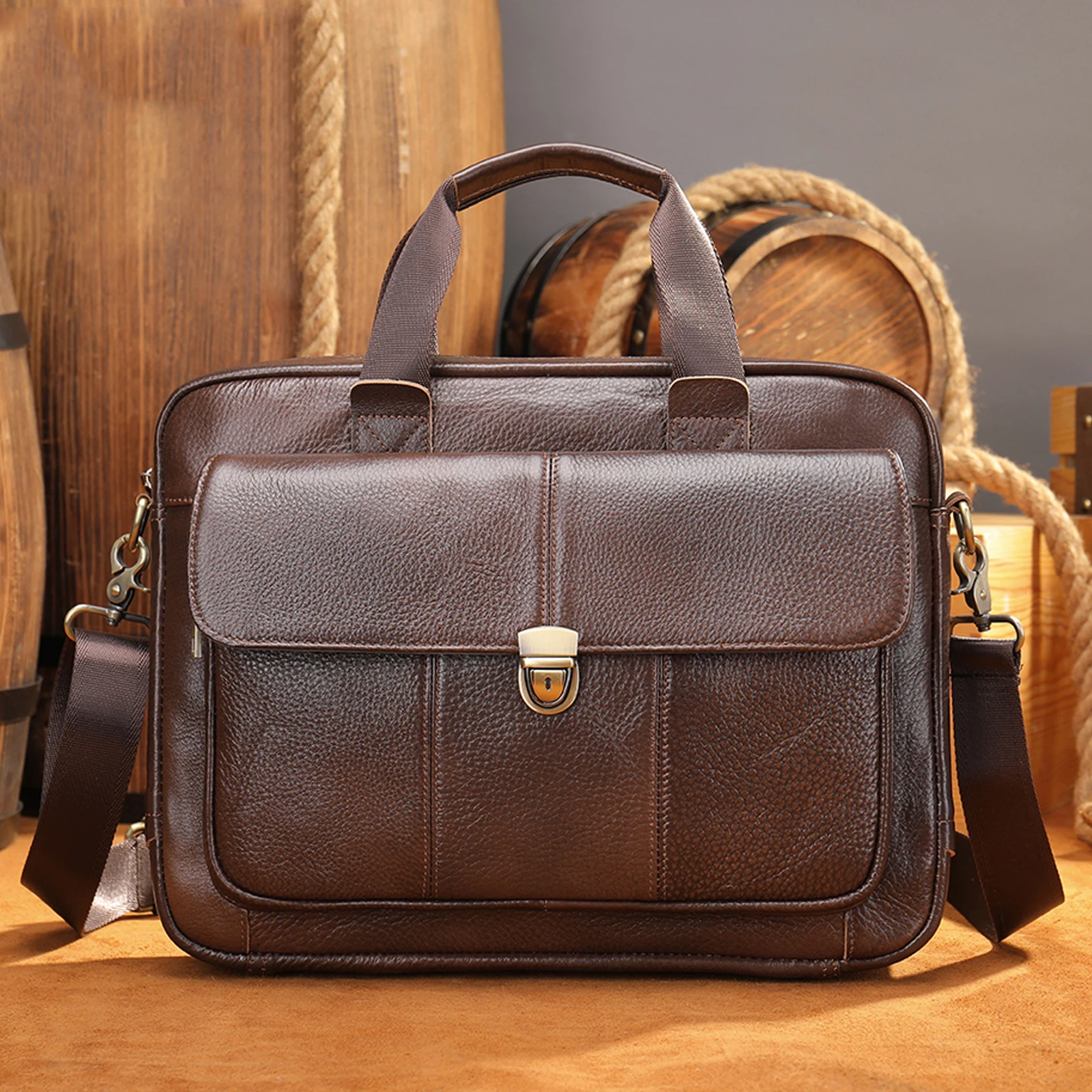 

2023 Lasted Design Men Briefcase Bag Luxury Laptop Business Bags 14" Computer Bags Genuine Leather Men's Handbags Shoulder Bag