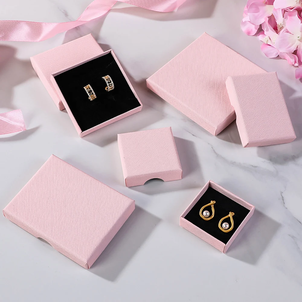 24-Pack Jewelry Packaging Box 8x8x1.5cm Luxury Cardboard Travel Necklace Ring Earrings Bracelet Gift Box Wedding Gift Case Boxes
