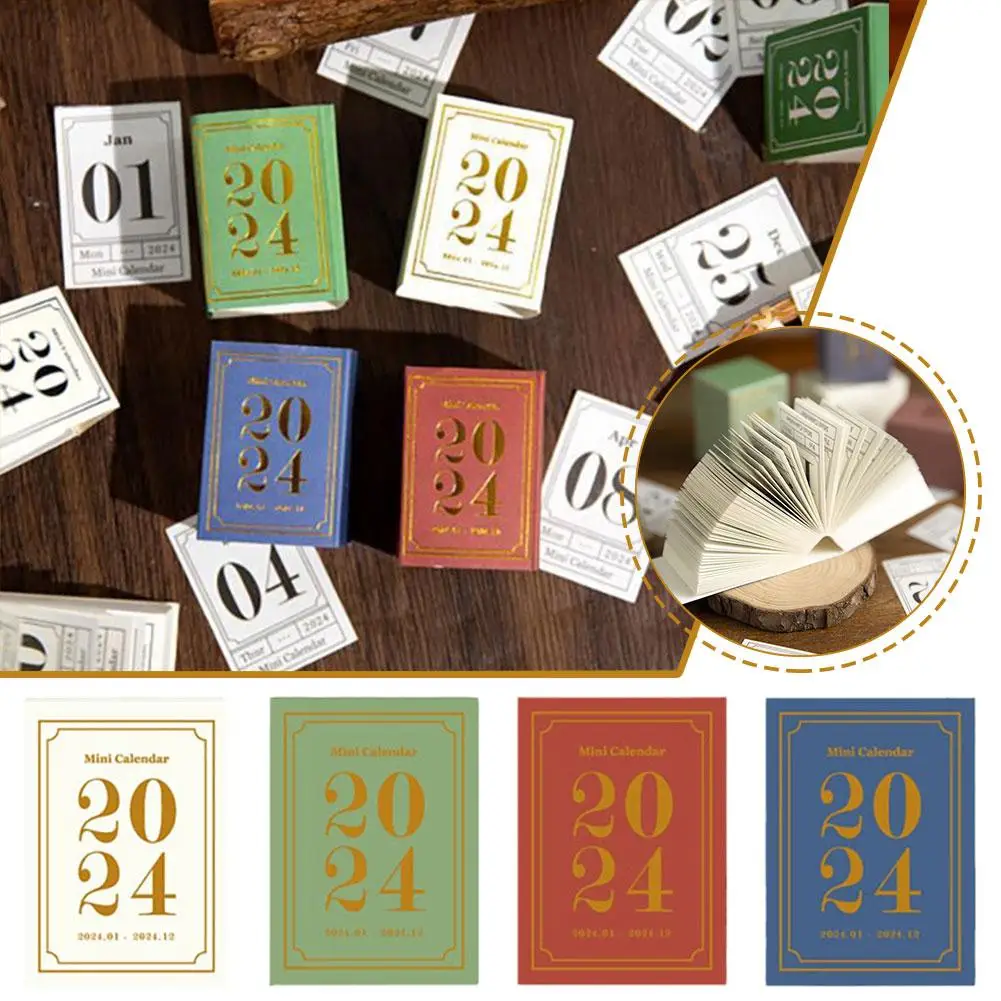 

Calendar Mini Retro Narrative 2024 Simple And Tearable Planner Paper Journal Clock Portable Yearbook Decoration In DIY Stic T5T5