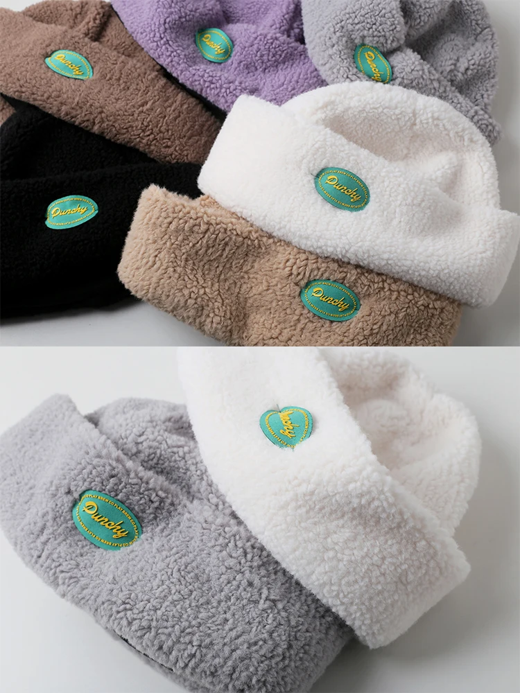 WN Japan fashion Ins White Lamb Wool Toque Women Make Your Face Look Менше Зимняя теплая плюшевая шапка