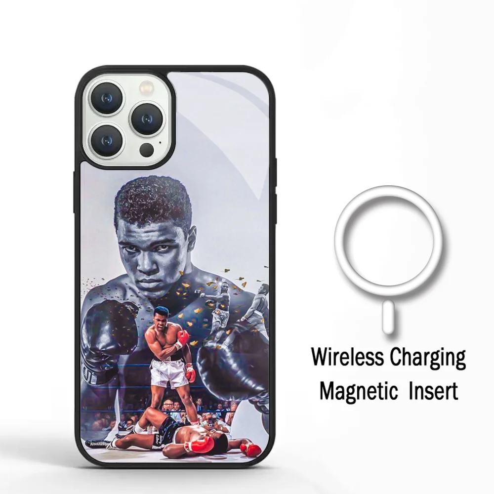 Чехол для телефона M-Muhammad Ali IPhone 11 12 13 14 15 Plus Pro Max зеркальный акриловый чехол Magsafe