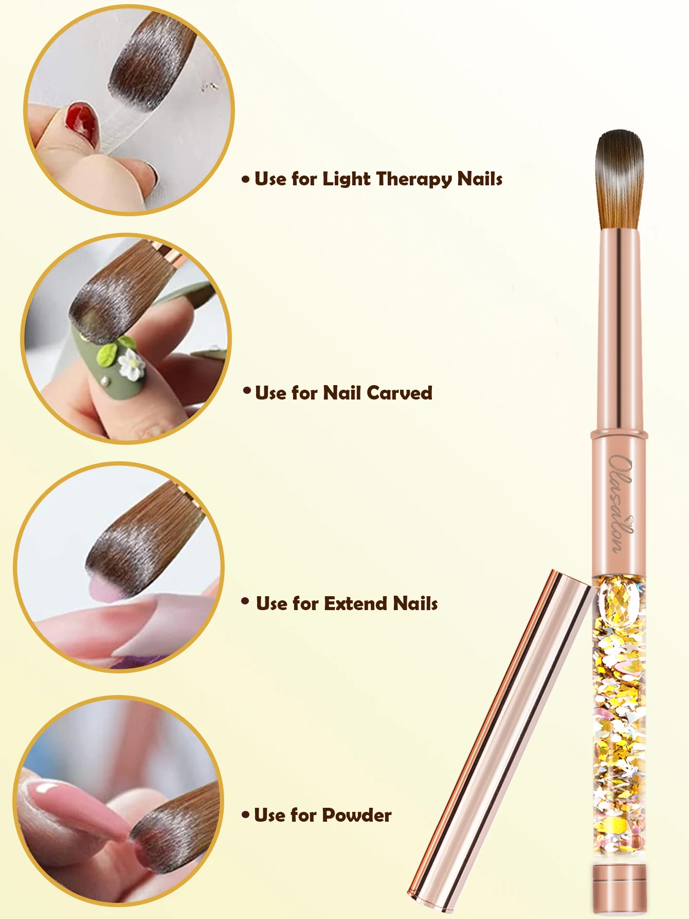 Olasalon 100% Акриловая Кисть Для Ногтей Kolinsky С Металлической Ручкой Искусственных