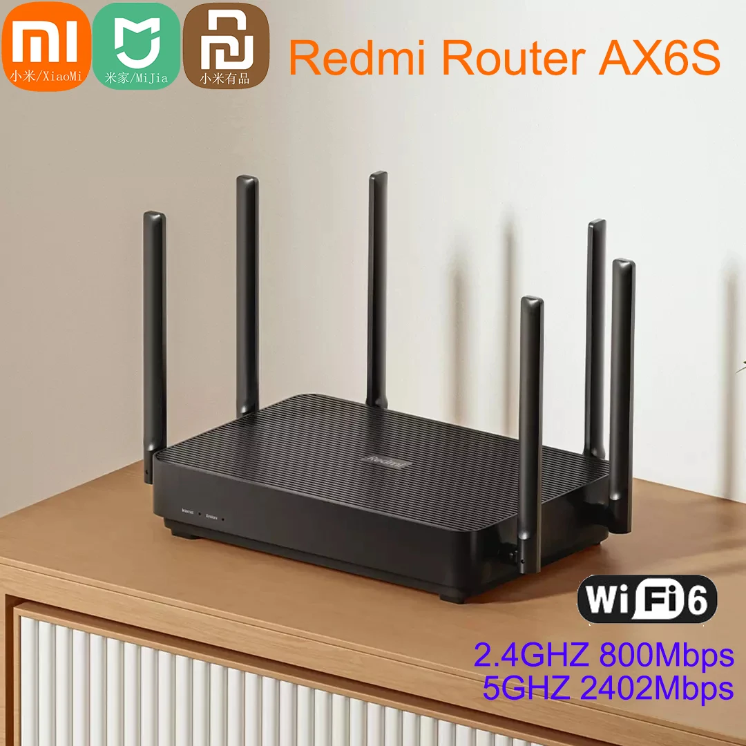 Xiaomi Mijia Redmi Ax6s Wifi 6 Router 3200 Mbps 2.4/5 GHz Dual Frequency MIMO-OFDMA High Gain Mesh Route Dual-core 1.35GHz CPU