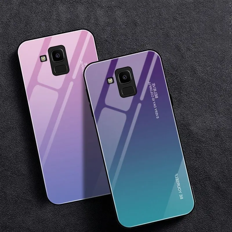 Luxury Pattern Tempered Glass Case For Samsung Galaxy S8 S9 S10 S21 S22 Plus Ultra Soft Edge Hard Cover For Samsung Galaxy S8