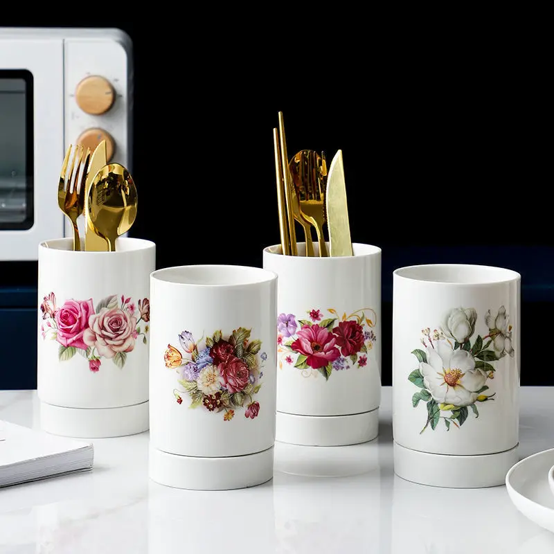 

1 шт. держатель для посуды керамический органайзер для кухонных столовых приборов для кухонной стойки фарфоровая посуда для готовки контейнер для сушки посуды