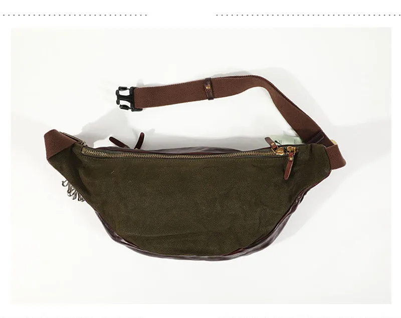 Fashion vintage high quality natural genuine leather men's chest bag casual teens large soft cowhide waist packs messenger bags