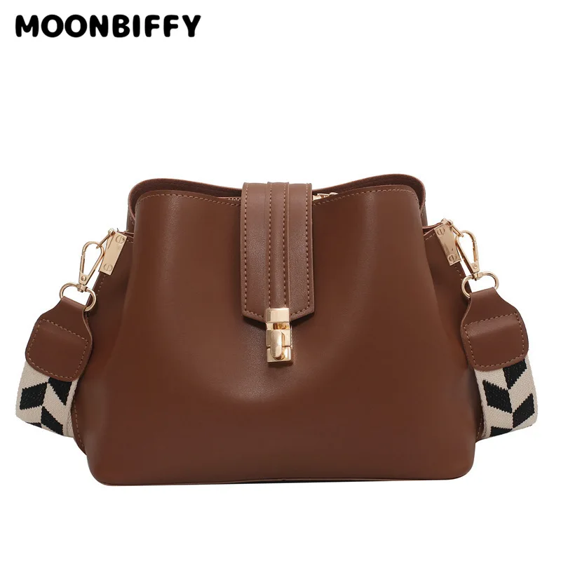 

Large Capacity Bags Trendy Cross Shoulder Shoulder Box Bag PU Leather Solid Color Bucket Bag Car Stitching Ladies Shoulder Bag