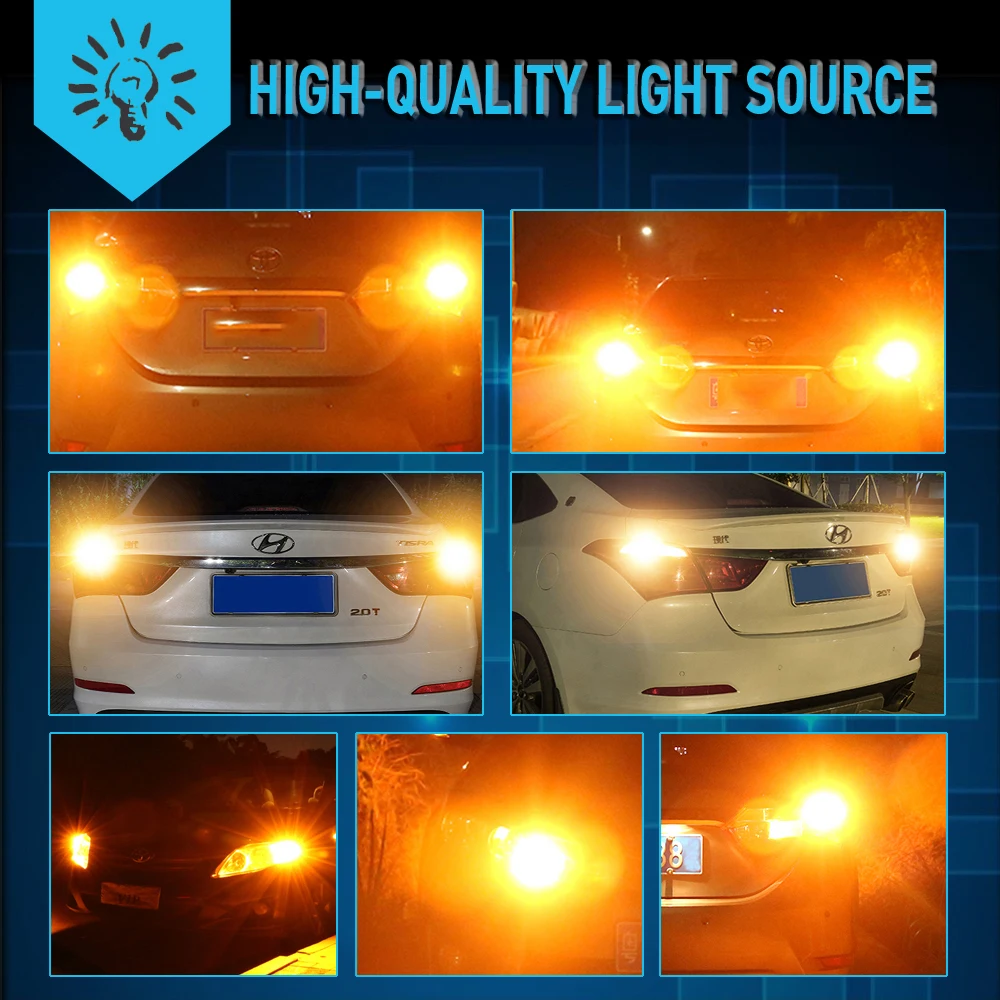 A pack 1156 P21W ba15s Bau15s PY21W 7507 LED Canbus No Hyper Flash Turn Signal Light Bulb Built-in Resistor Error Free Orange |