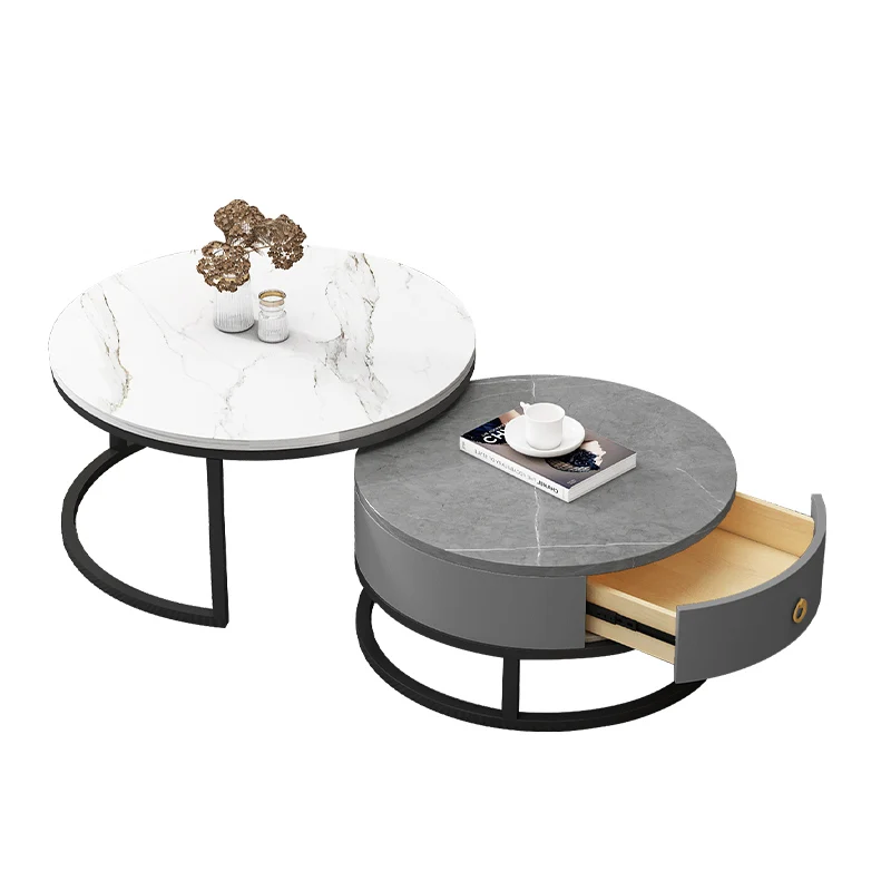 

Slate Coffee Table Living Room Home Apartment Light Luxury Italian Modern Round Simple Combination Table Minimalist Style X711S