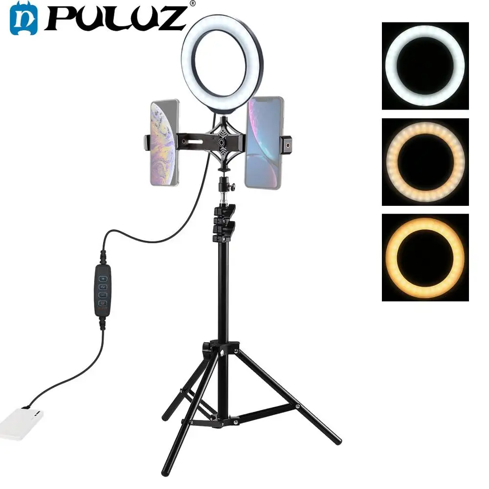 

PULUZ 6.2 inch LED Selfie Ring Light & 1.1m Light Stand & Cell Phone Holder For Photo Studio YouTube Vlogging Video Shooting