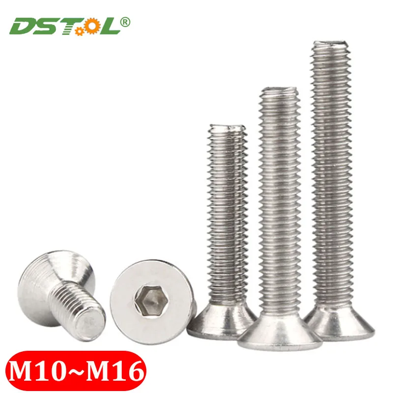 

304 Stainless Steel Hexagon Socket Countersunk Head Cap Screws M10 M12 M16 DIN7991 Hex Drive Flat Head Screw Allen Bolt