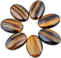 tigers eye oval worry stones palm pocket energy stone healing crystal with velvet bag