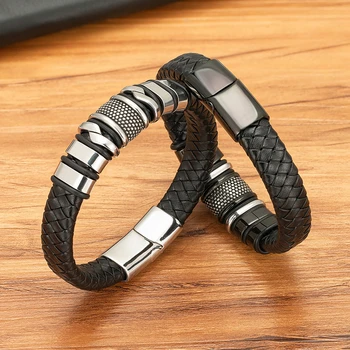 Fashion Braided Rope Wrap - Black Leather Bracelet 4