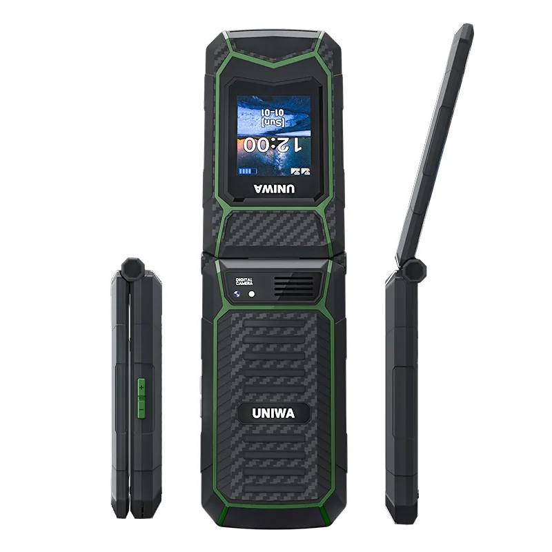 Фото UNIWA X29 GSM флип-телефон 2,8 дюйма с двойным экраном, двойной SIM-карты, большой шрифт, большая кнопка для пожилых людей, 2000 мАч, беспроводная радио, русская клавиатура №4