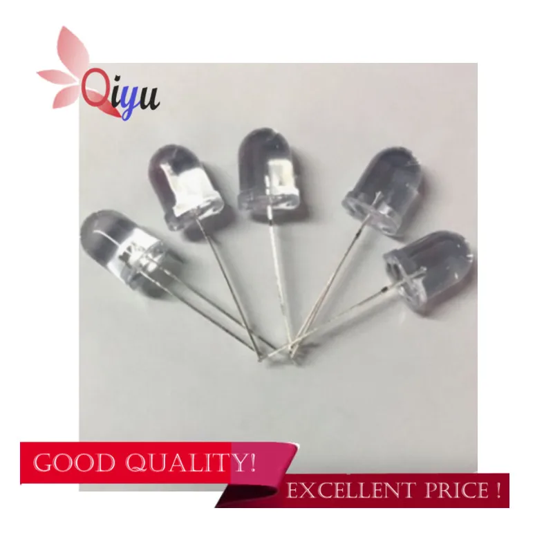 

10 pieces of LED light-emitting tube in-line diameter 10MM F10 white light white light white highlight 24-26MM long feet