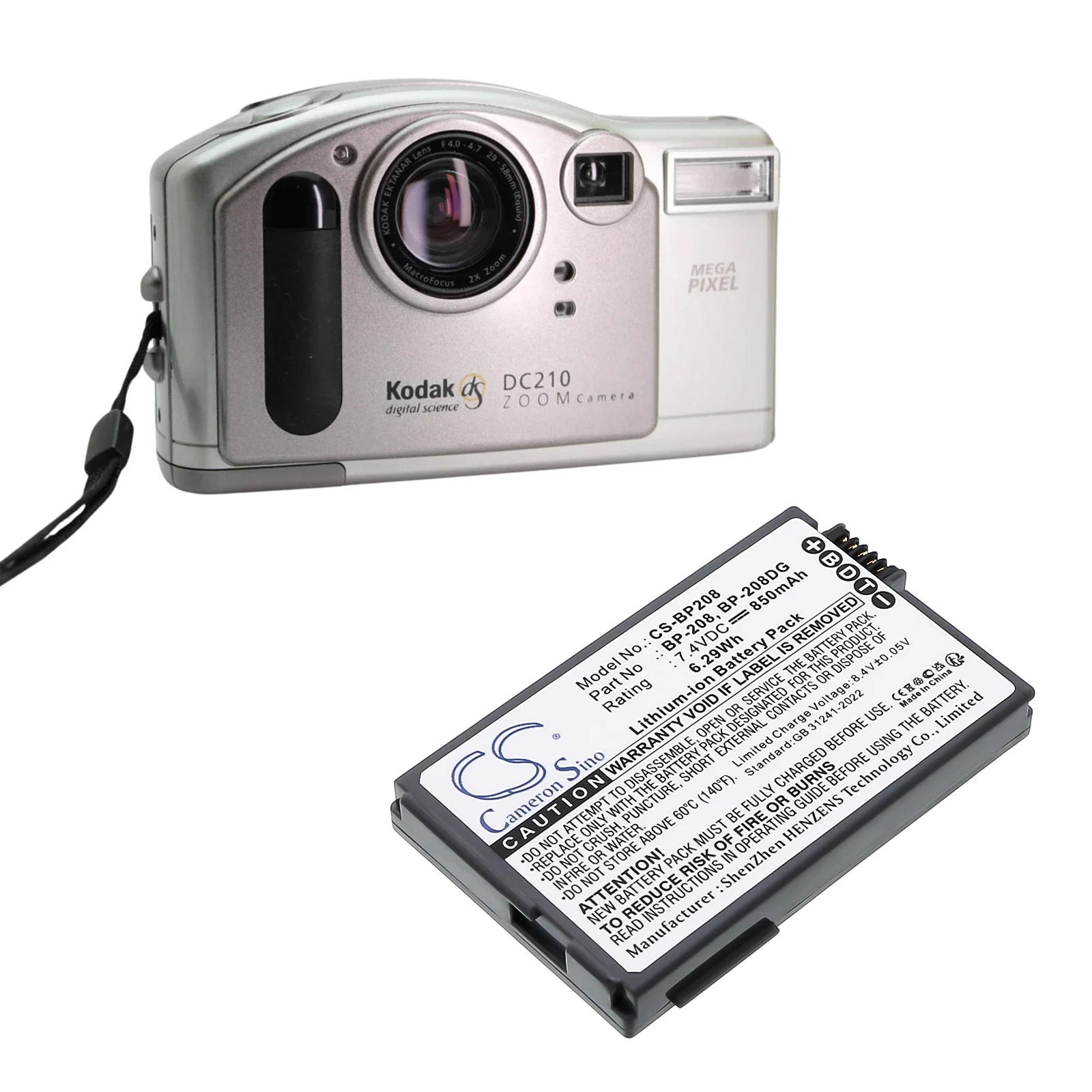 Фото Аккумулятор 850 мАч BP-208 для Canon DC10, DC100, DC20, DC201, DC21, DC210, DC22, DC220, DC230, DC40, DC50, DC51, DC95 №2