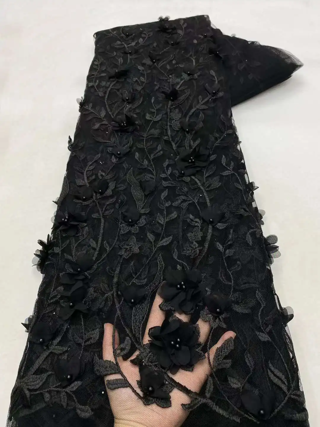 Африканская 3D Цветочная кружевная ткань 2021 французская Тюлевая приклеенная