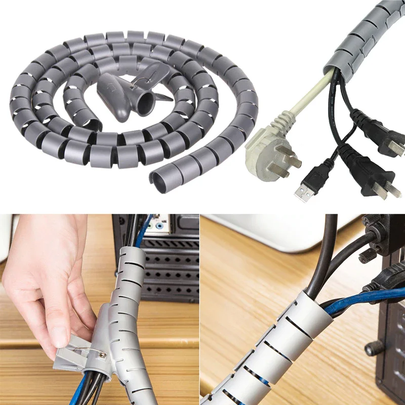 

New Flexible Cable Winder Cable Organizer Wire Storage Pipe Bite-proof Cord Protector Winder Desk Tidy Cable Accessories 2M
