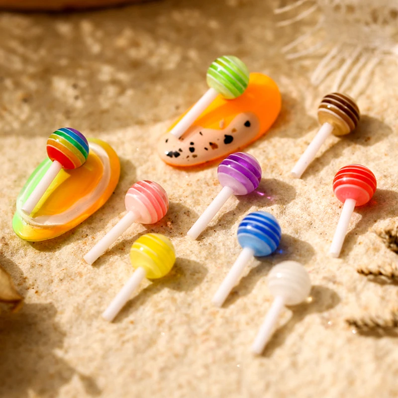

50PCS 6MM Lollipop Nail Art Charms Kawaii Resin 3D Acrylic Accessories Jewelry Colorful Mini Sweet Candy Manicure Rhinestone