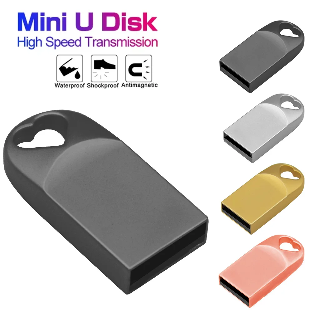 Фото USB 2.0 Металлическая шахтная форма Love Heart Высокоскоростной флэш-накопитель Pendrive 64 ГБ 32 ГБ 16 ГБ 8 ГБ 4 ГБ cle USB menory stick подарок №1