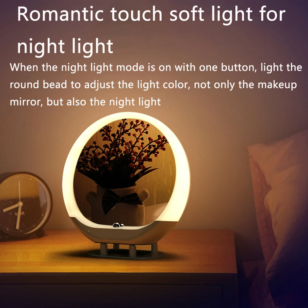 Makeup Mirror Rechargeable Wireless Adjustable Angle Home Table Lamp LED Light Speaker FM Radio Remote Control Audio | Красота и