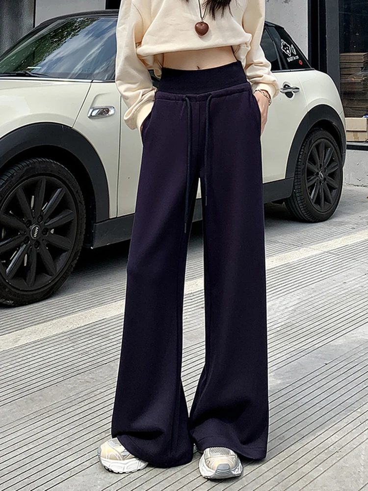 Тонкие простые базовые женские брюки с высокой талией однотонные повседневные