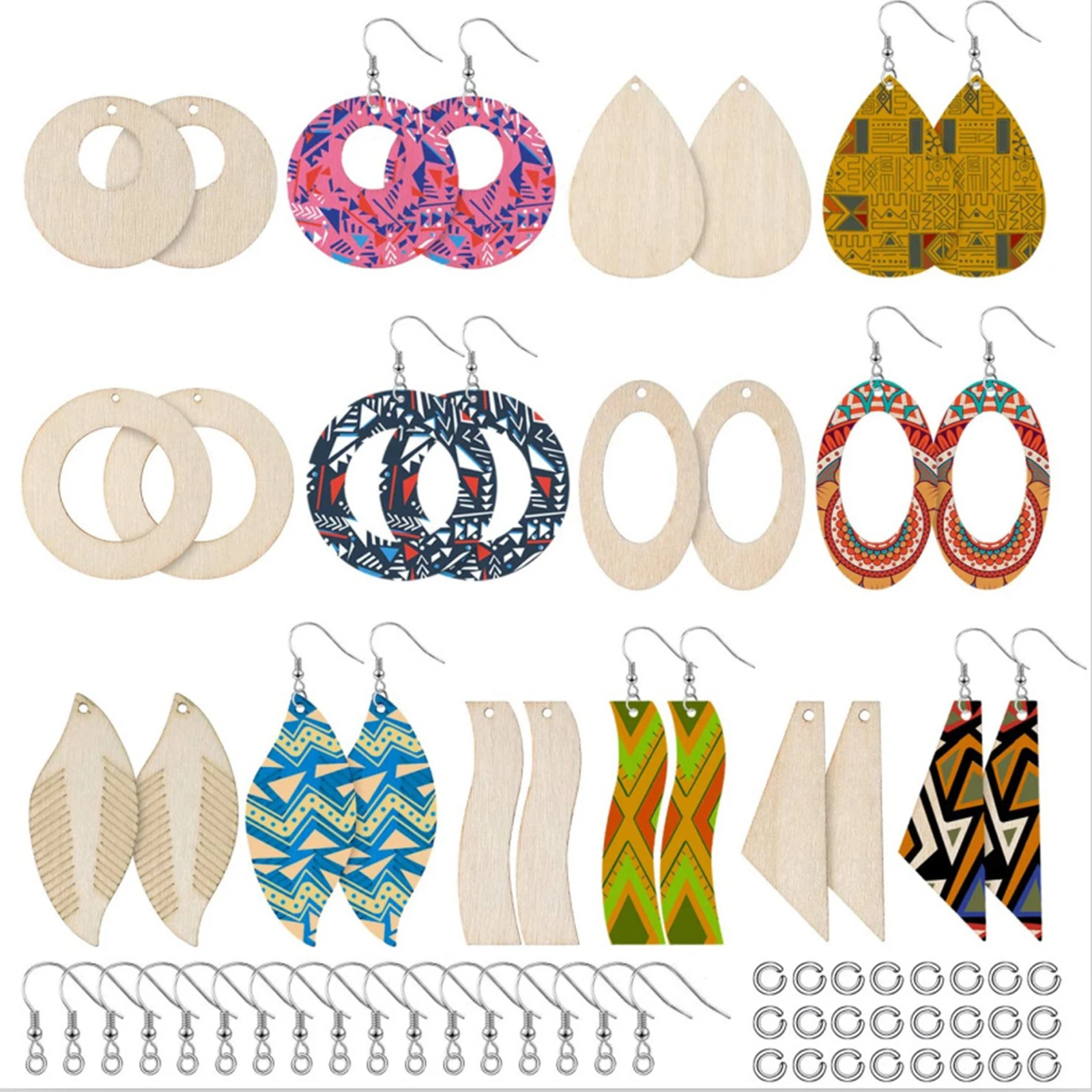 

70 Pieces Wooden Earrings Natural Wood Earrings Pendants Suitable for DIY Craft Jewelry Making wooden wooden wooden wooden