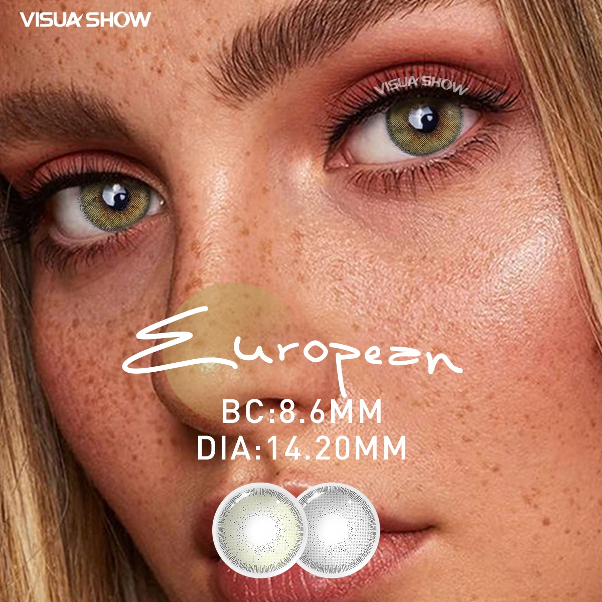 

VISUASHOW European Daylight 2Pcs Myopia Contact Lenses -1.00 to -10.00 Diopter Blue Brown Natural Color Contacts